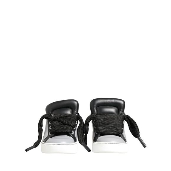 Dolce & Gabbana Gray Leather Low Top Lace Up Sneakers Men's Shoes - Picture 2 of 5